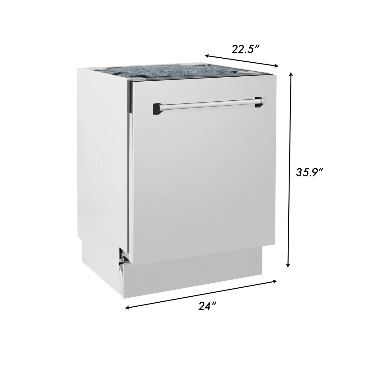 Dishwasher dimension diagram showing 24 in width and 35.9 in height
