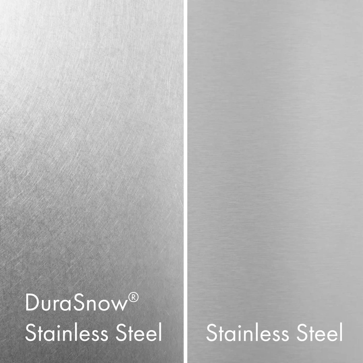 Stainless steel refrigerator doors with center seam and brushed metal finish