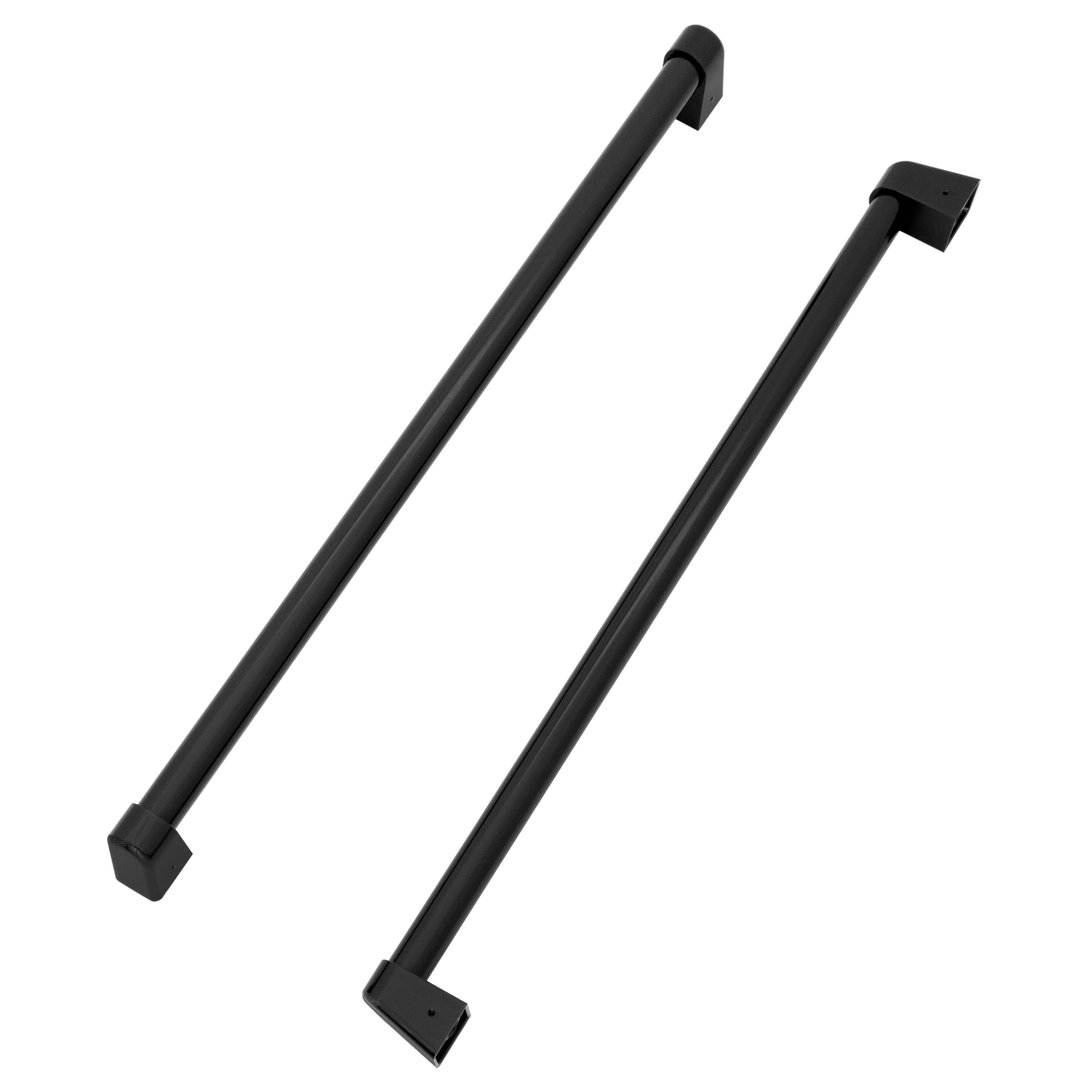Matte black refrigerator door handle pair with angled end caps