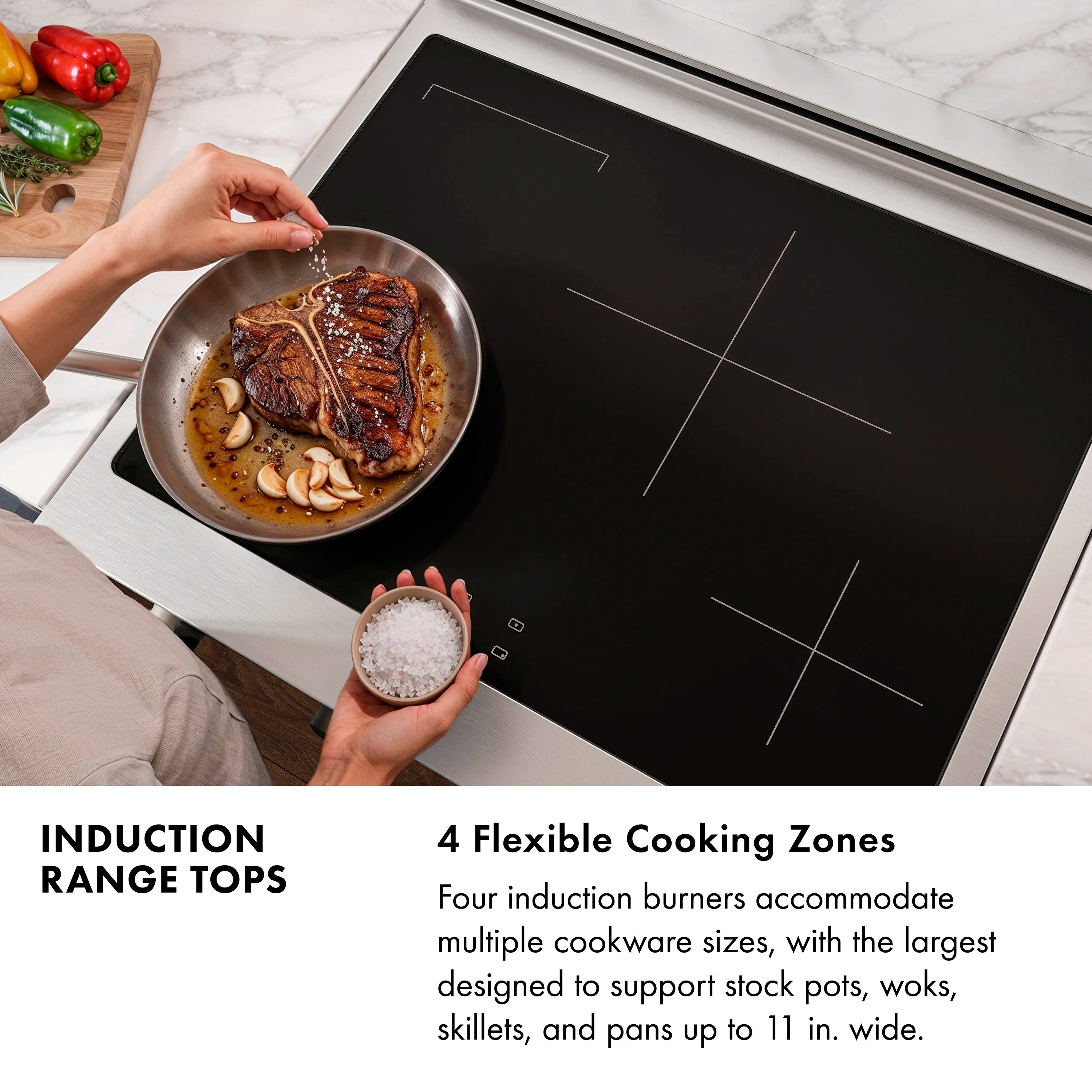 ZLINE Autograph Edition 30 in. Paramount Induction Rangetop with 4 Element Cooktop in Stainless Steel and Matte Black Accents (SINRTZ-30-MB)