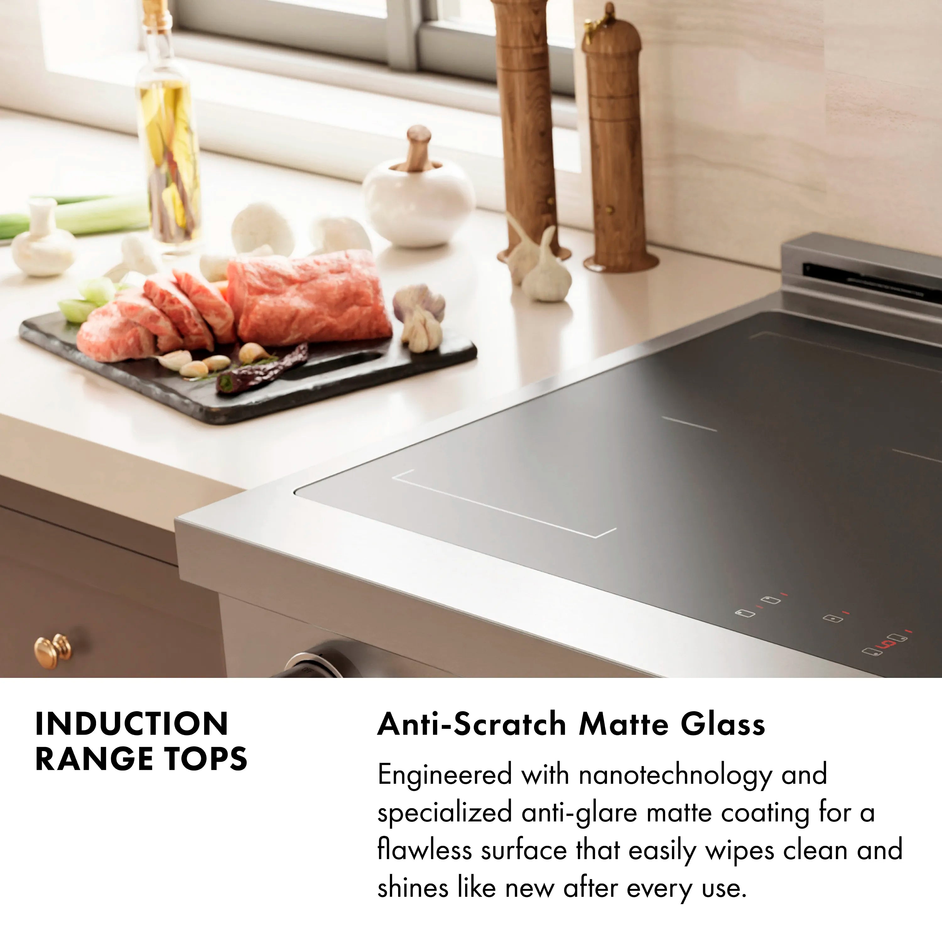 ZLINE Autograph Edition 30-Inch Paramount Induction Rangetop with 4 Element Cooktop in Black Stainless Steel and Champagne Bronze Accents (SINRTBZ-30-CB)
