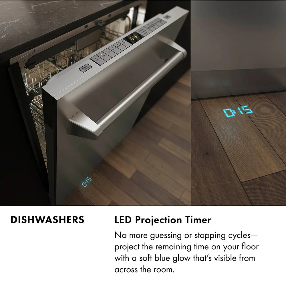 ZLINE 24-Inch Monument Series 3rd Rack Top Touch Control Dishwasher in Stainless Steel with Stainless Steel Tub, 44dBa (DWMT-304-24)