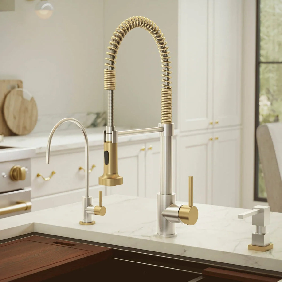 ZLINE Autograph Edition Faucet Soap Dispenser in Brushed Nickel and Champagne Bronze (FSD-ZBNCB)