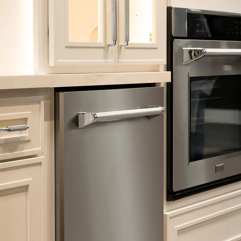 ZLINE Autograph 24-Inch Monument 3rd Rack Dishwasher with Polished Nickel Helix Handle, 44dBa
