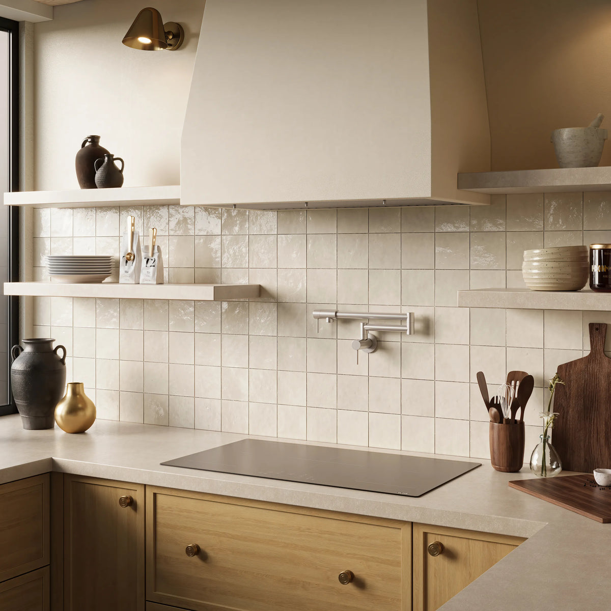 Built-in induction cooktop with dark anti-scratch glass surface