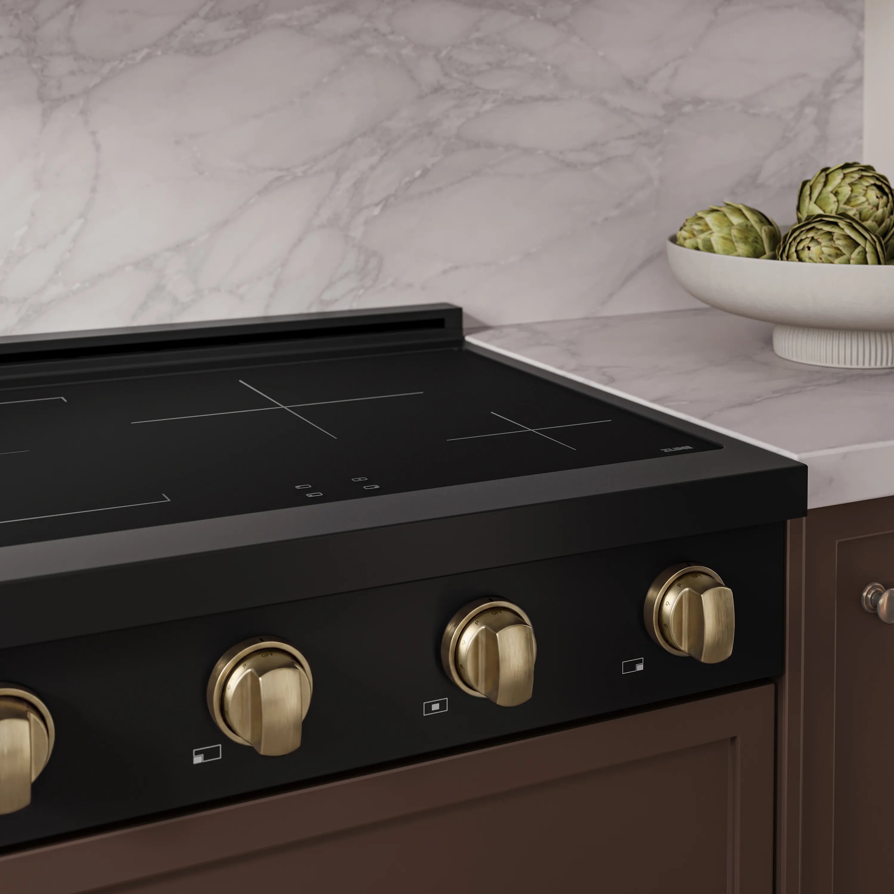 ZLINE Autograph Edition 30-Inch Paramount Induction Rangetop with 4 Element Cooktop in Black Stainless Steel and Champagne Bronze Accents (SINRTBZ-30-CB)