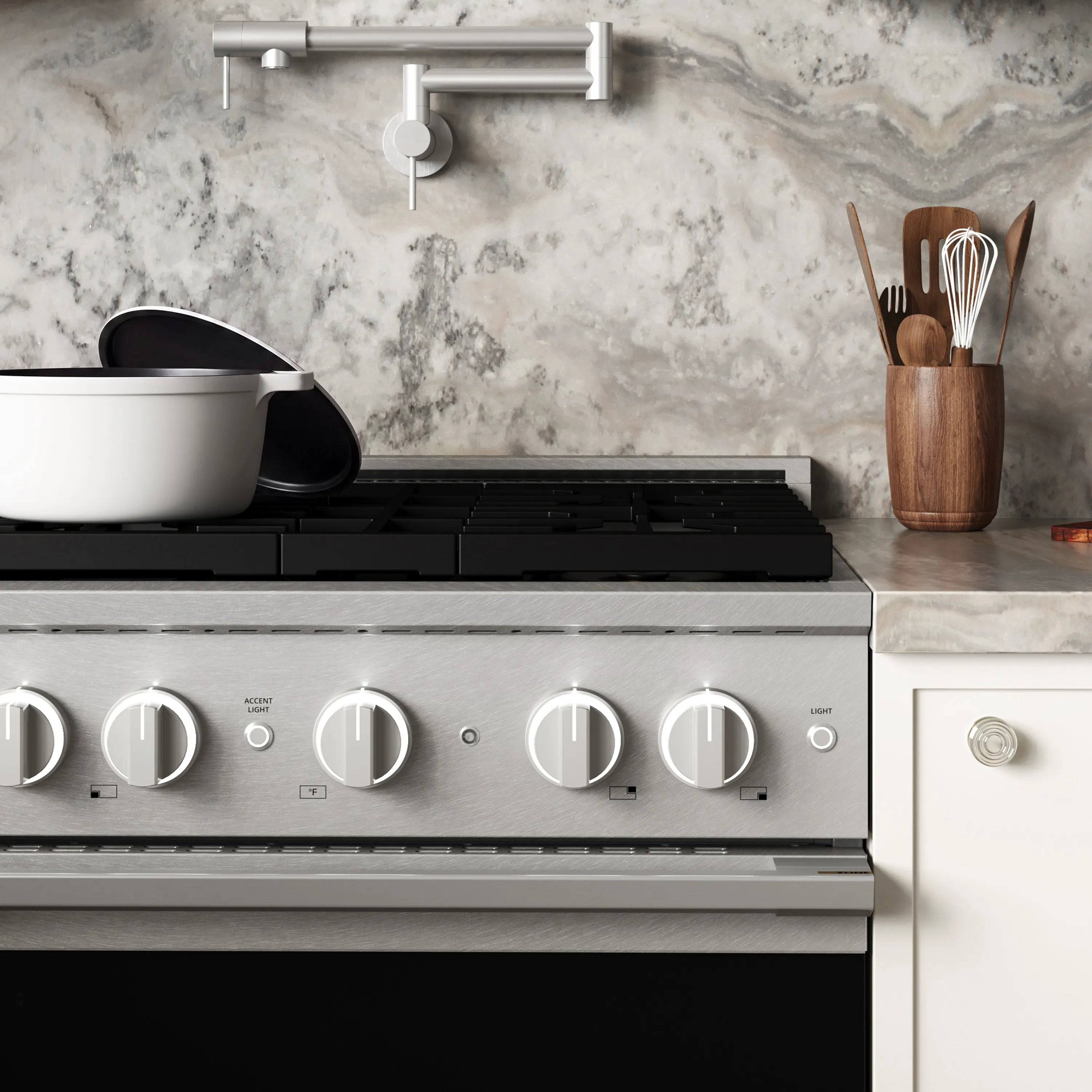 ZLINE 30-Inch 4.2 Cu. Ft. Marino Dual Fuel Range with 4 Burner Gas Cooktop and Electric Convection Oven in Satin Stainless Steel (MDRS-30)