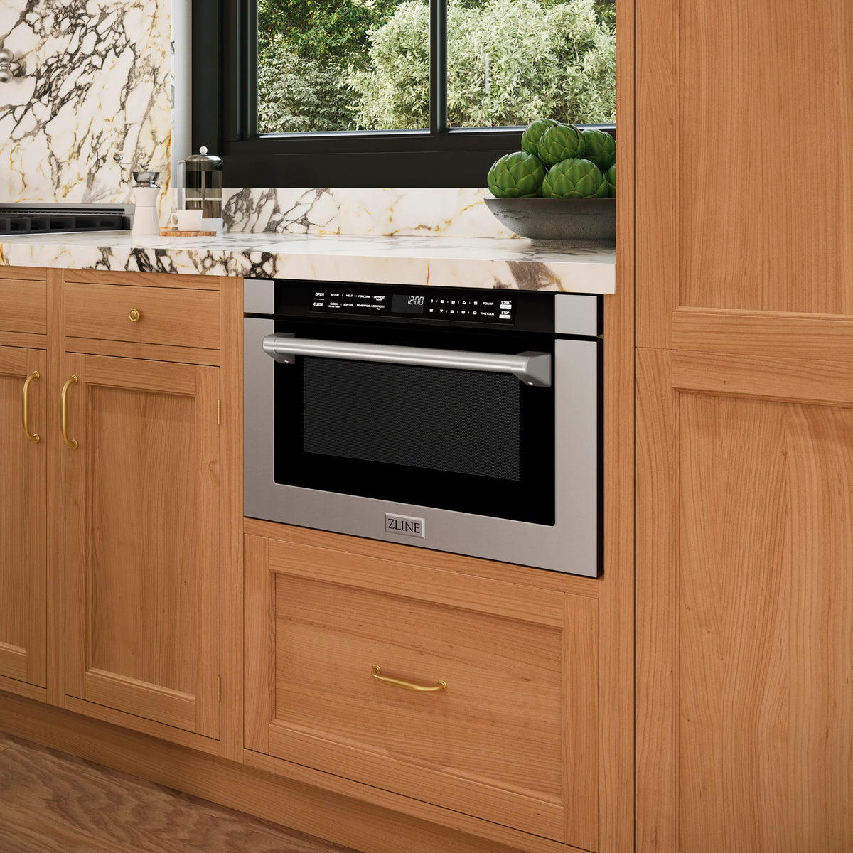 ZLINE 24-Inch 1.2 cu. ft. Built-in Microwave Drawer with a Traditional Handle in Stainless Steel (MWD-1-H)
