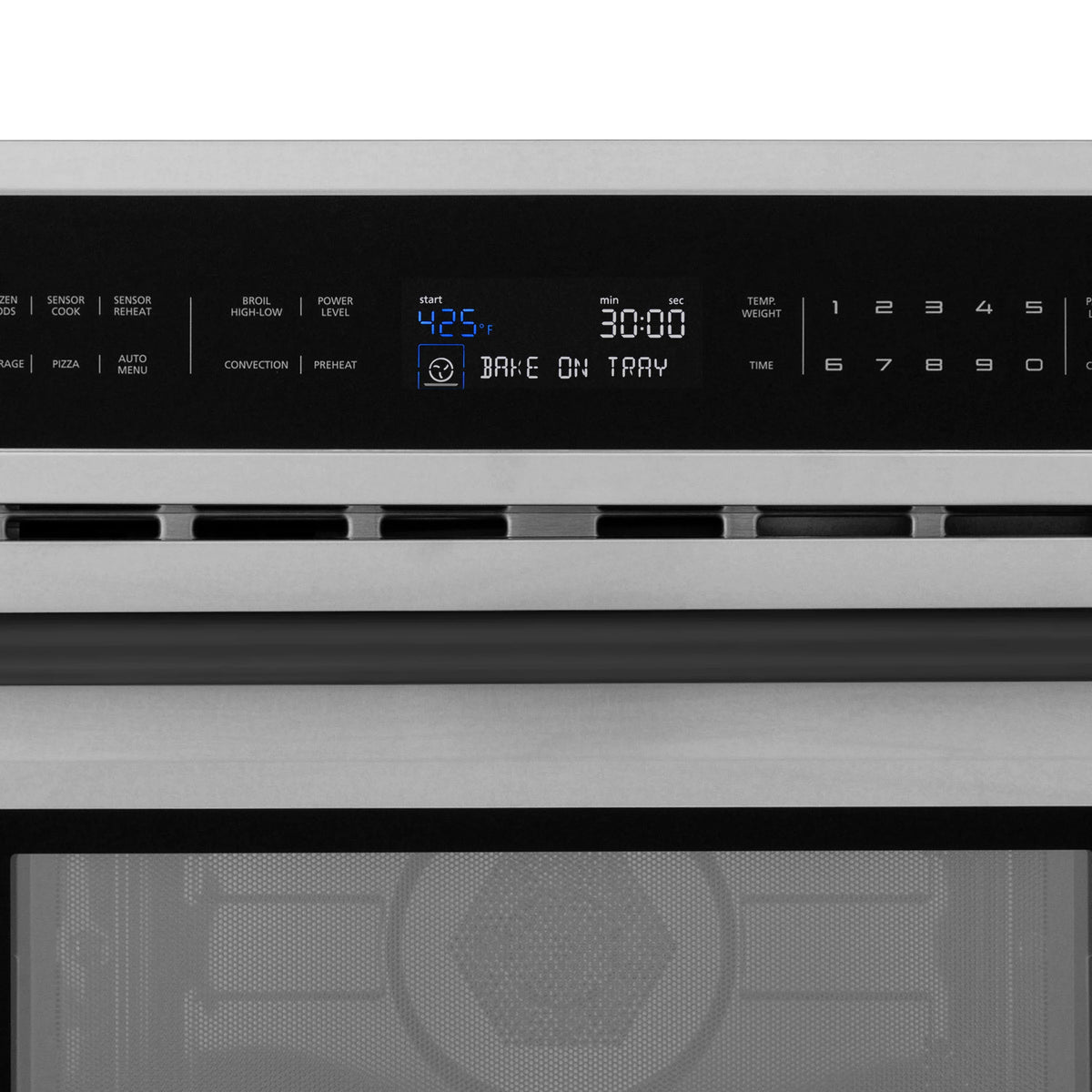 Single wall oven control panel with digital display and touch buttons