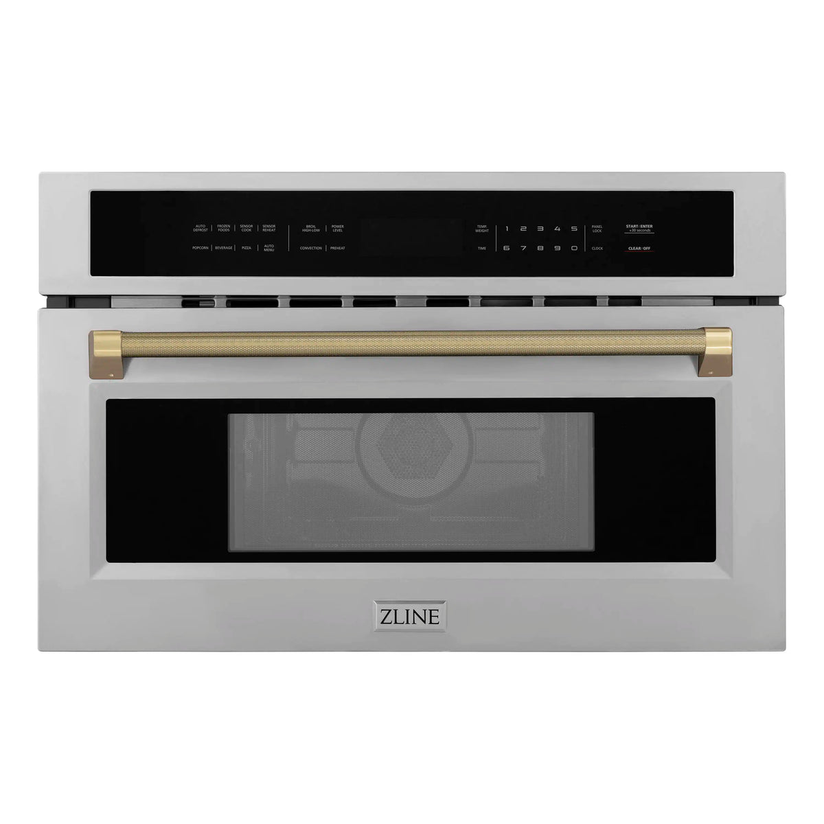 Built-in 30-inch microwave oven with black control panel and stainless door