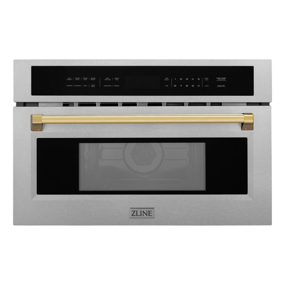 ZLINE Autograph Edition 30-Inch 1.6 cu ft. Built-in Convection Microwave Oven in Fingerprint Resistant Stainless Steel with Gold Accents (MWOZ-30-SS-G)
