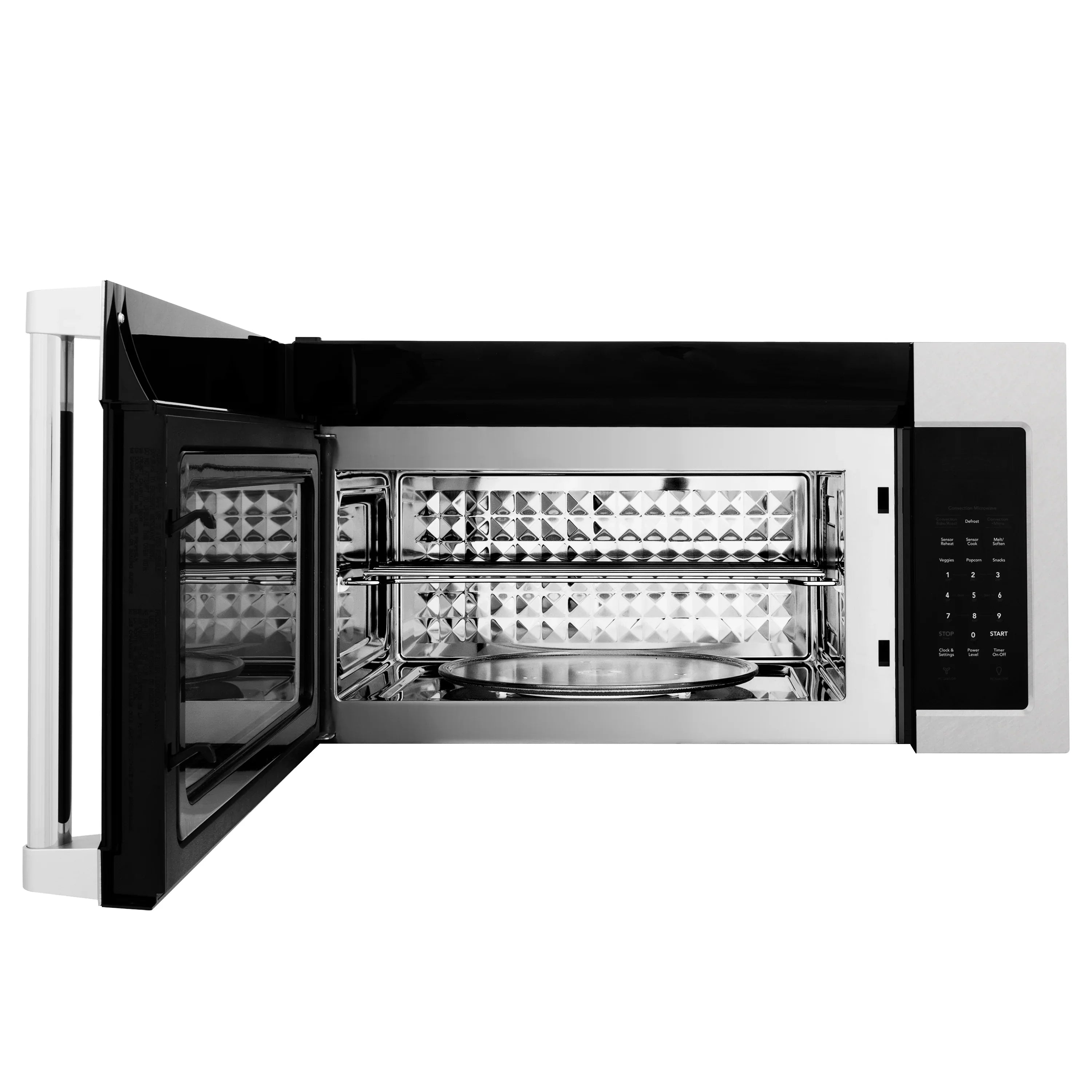 ZLINE over-the-range microwave with lit interior and glass turntable tray
