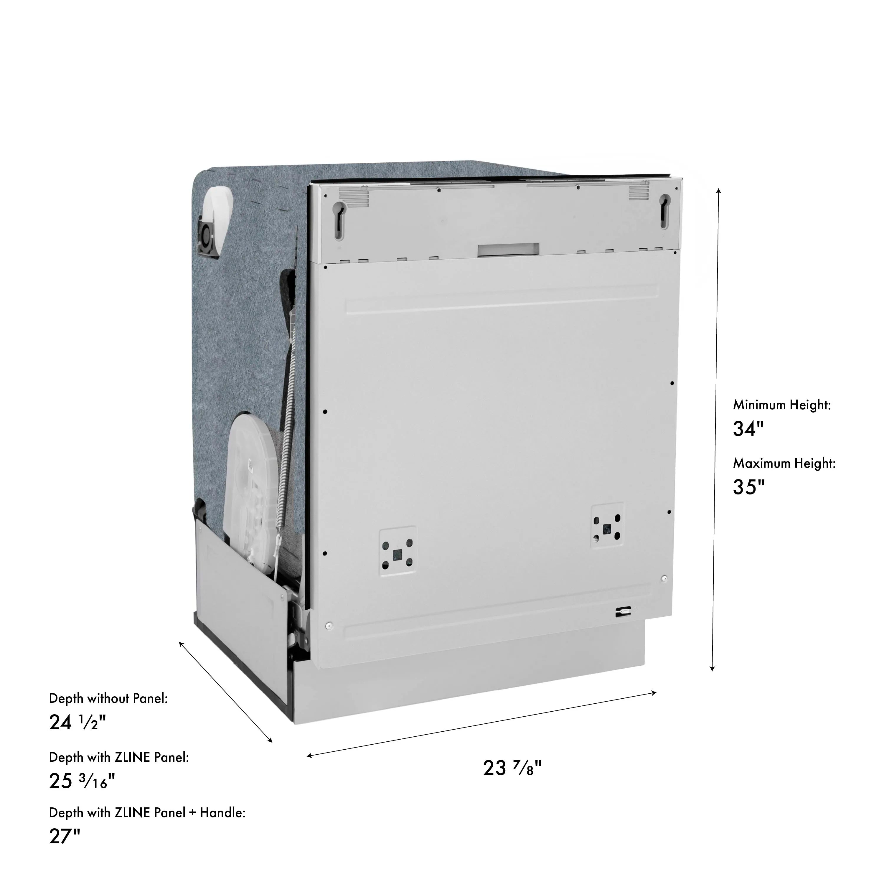 Dishwasher custom panel installation template with depth and height measurements