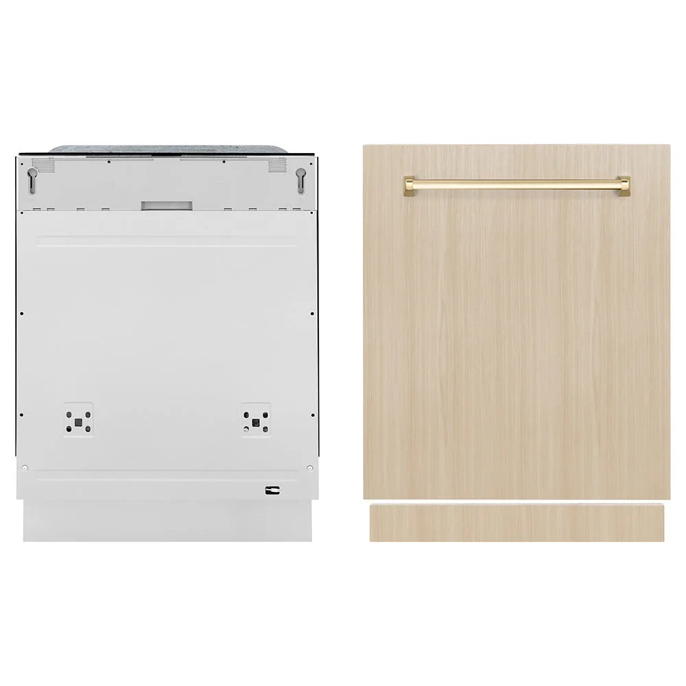 ZLINE Autograph Edition 24-Inch Monument Series 3rd Rack Top Touch Control Tall Tub Dishwasher in Custom Panel Ready with Gold Handle