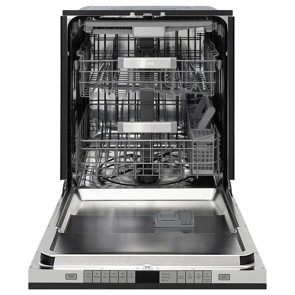 ZLINE Autograph Edition 24-Inch Monument Series 3rd Rack Top Touch Control Tall Tub Dishwasher in Black Matte with Champagne Bronze Handle