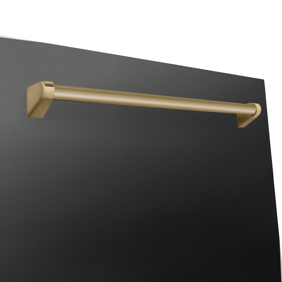 ZLINE dishwasher door handle, champagne bronze bar on dark black front panel