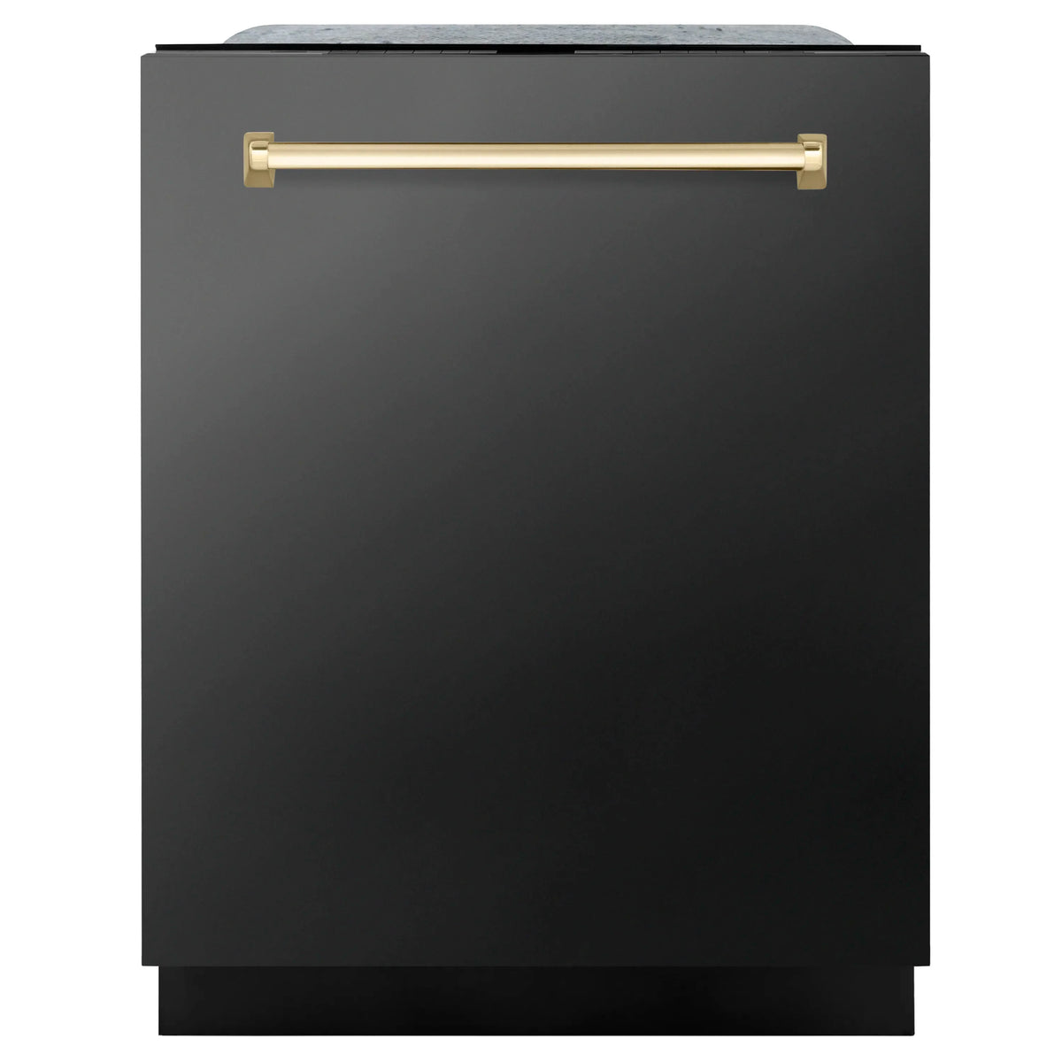 ZLINE 4-Piece Appliance Package - 48-Inch Classic Gas Range, Refrigerator, Dishwasher, and 24-Inch Microwave Drawer in Black Stainless Steel with Gold Accents