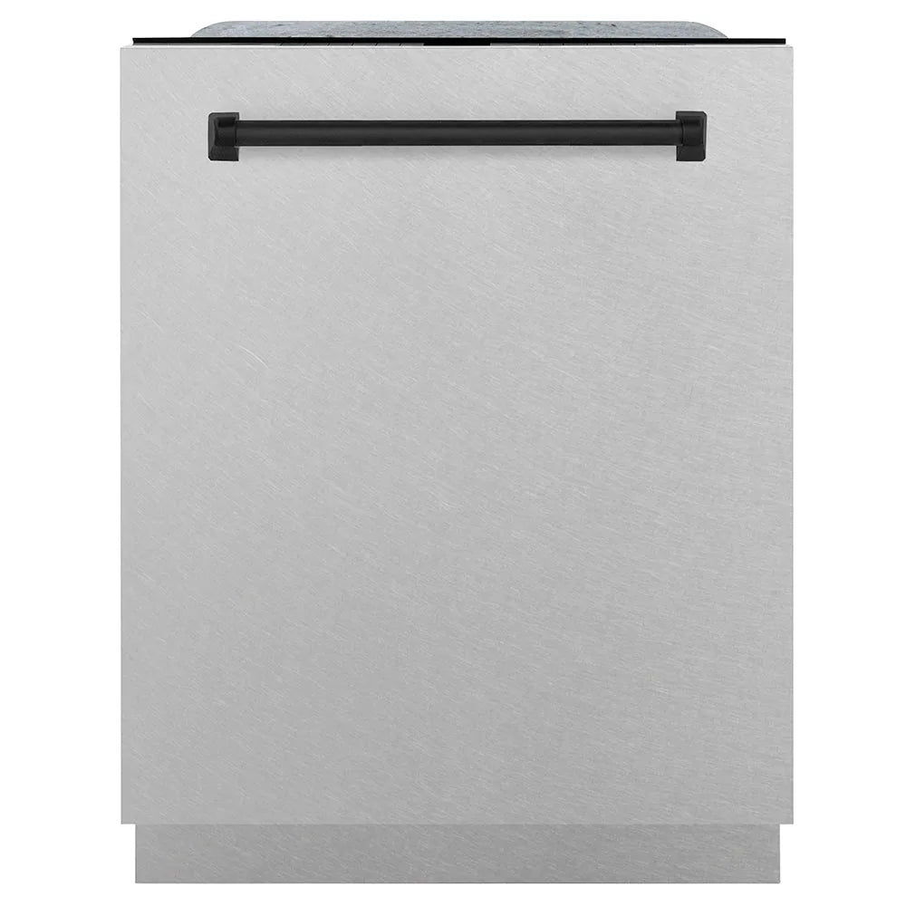 ZLINE Autograph Edition 24-Inch 3rd Rack Top Control Tall Tub Dishwasher in Satin Stainless Steel with Matte Black Handle, 44 dBa