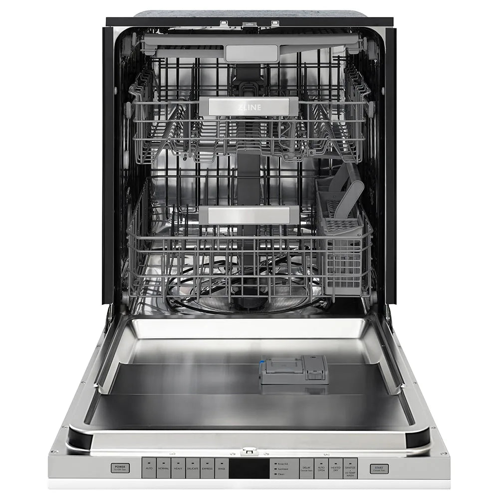 ZLINE Autograph Edition 24-Inch 3rd Rack Top Touch Control Dishwasher in White Matte with Champagne Bronze Handle, 44 dBa