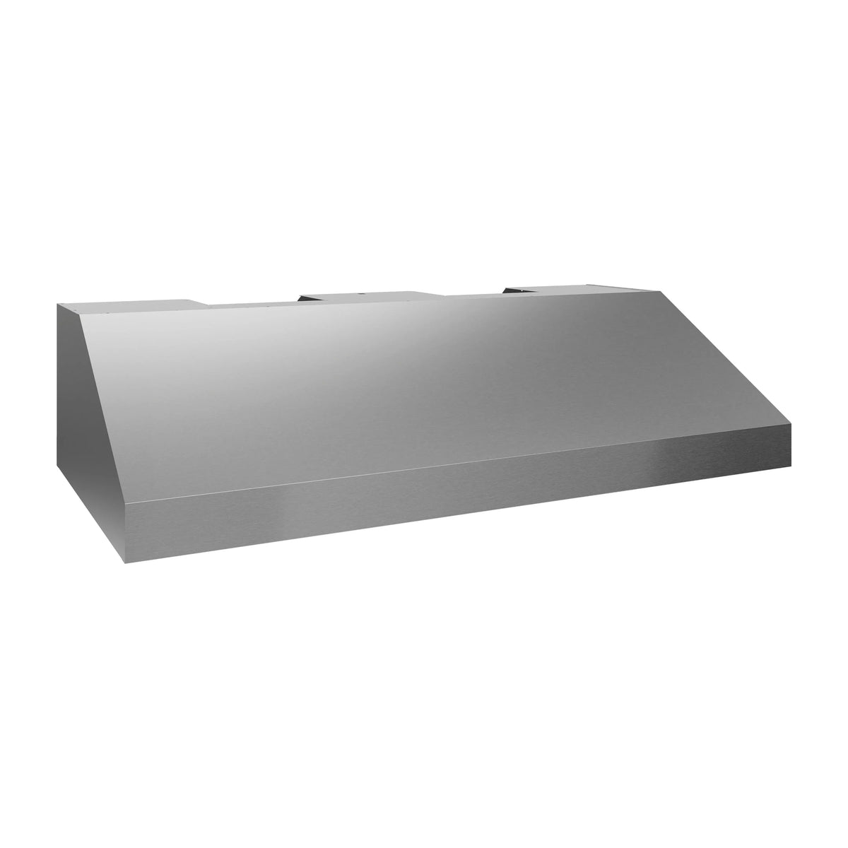 Stainless steel under-cabinet grill hood chimney, angled side view