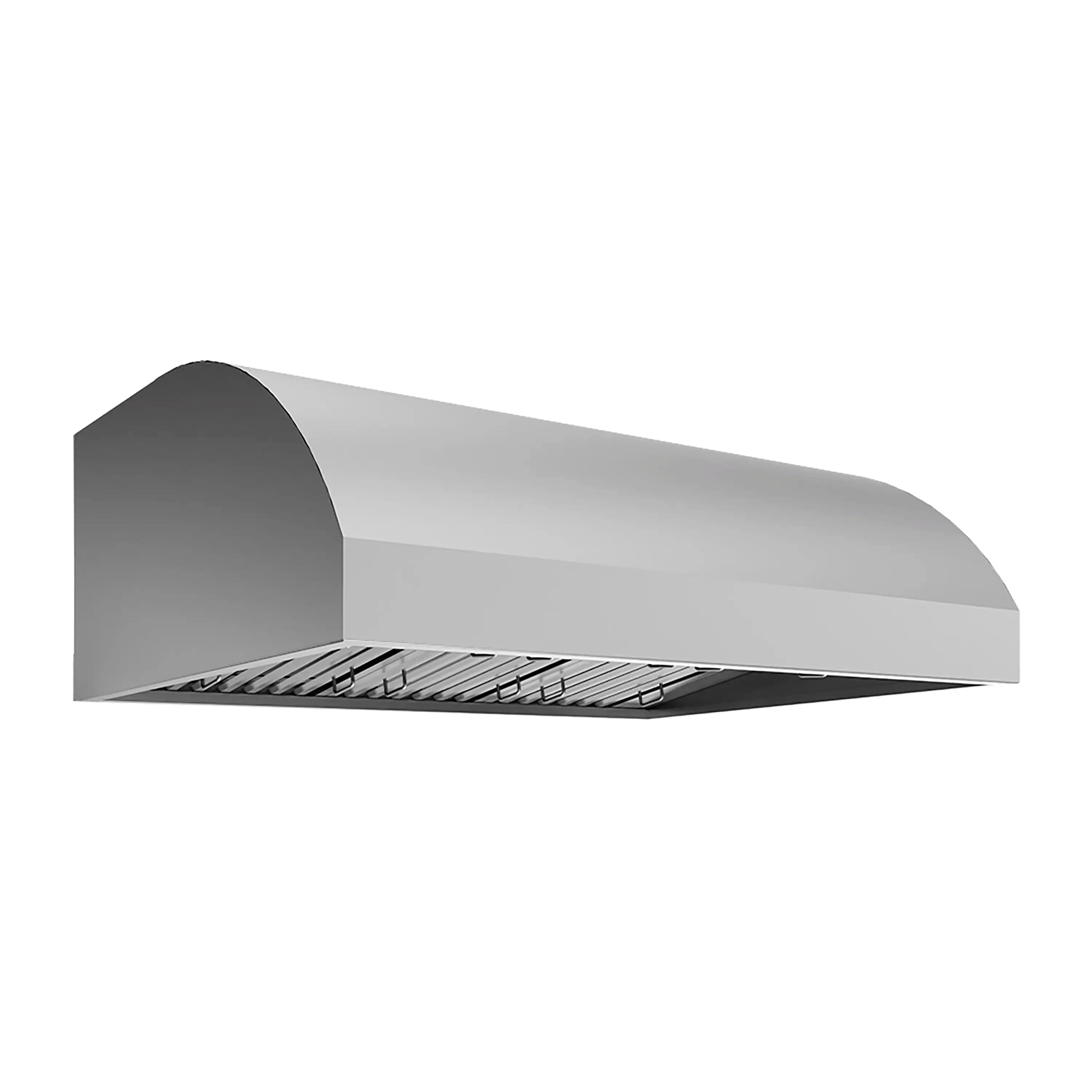 Outdoor grill hood, stainless steel under-cabinet style with front vent grille