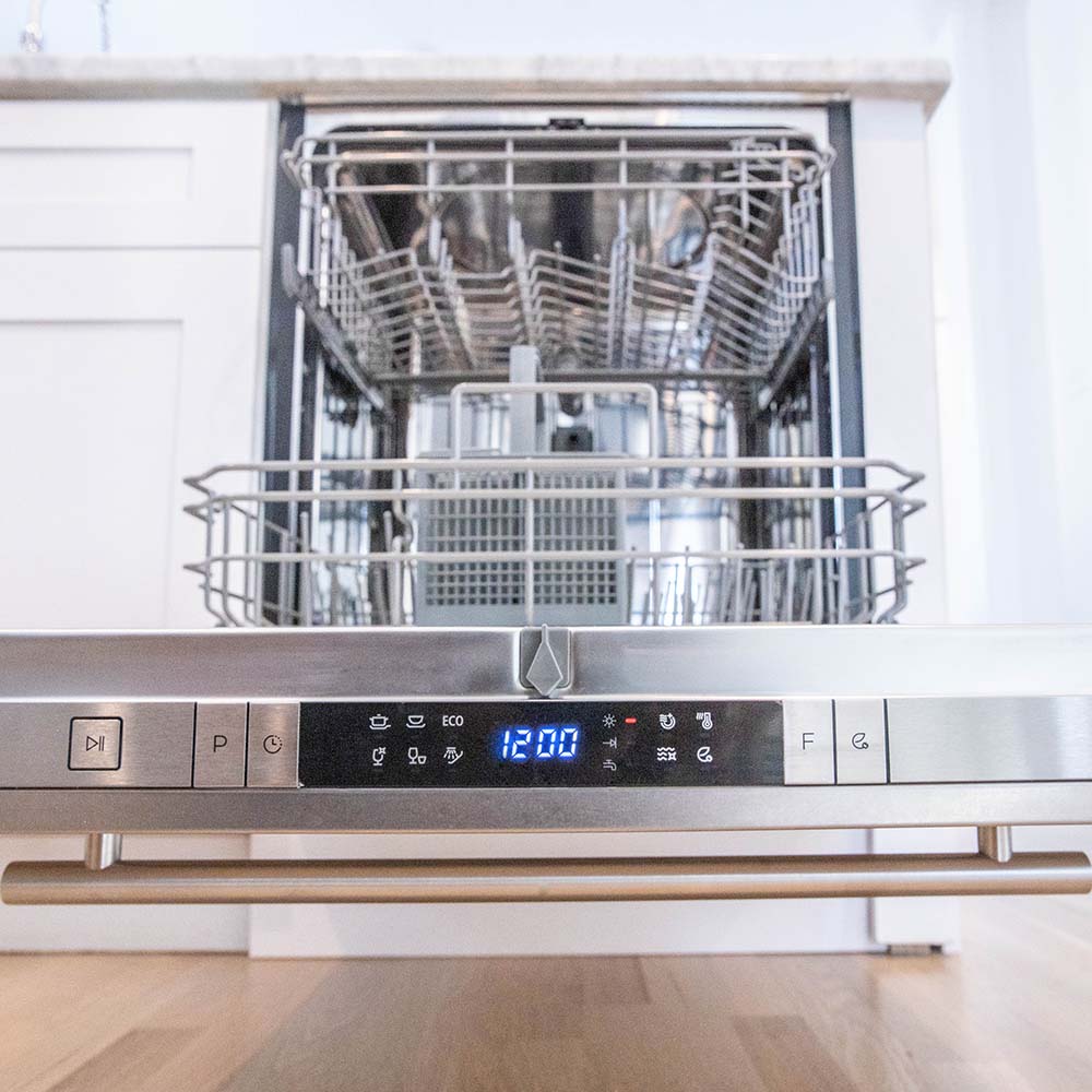 24-inch dishwasher control panel with digital display and program buttons