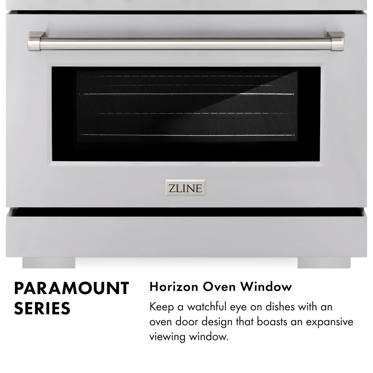 Stainless steel gas range oven door with horizon window and control panel