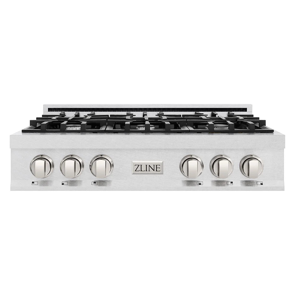 ZLINE 3-Piece Appliance Package - 36-Inch Rangetop, Wall Mount Range Hood, Double Wall Oven in Satin Stainless Steel (3KP-RTSRH36-AWD)