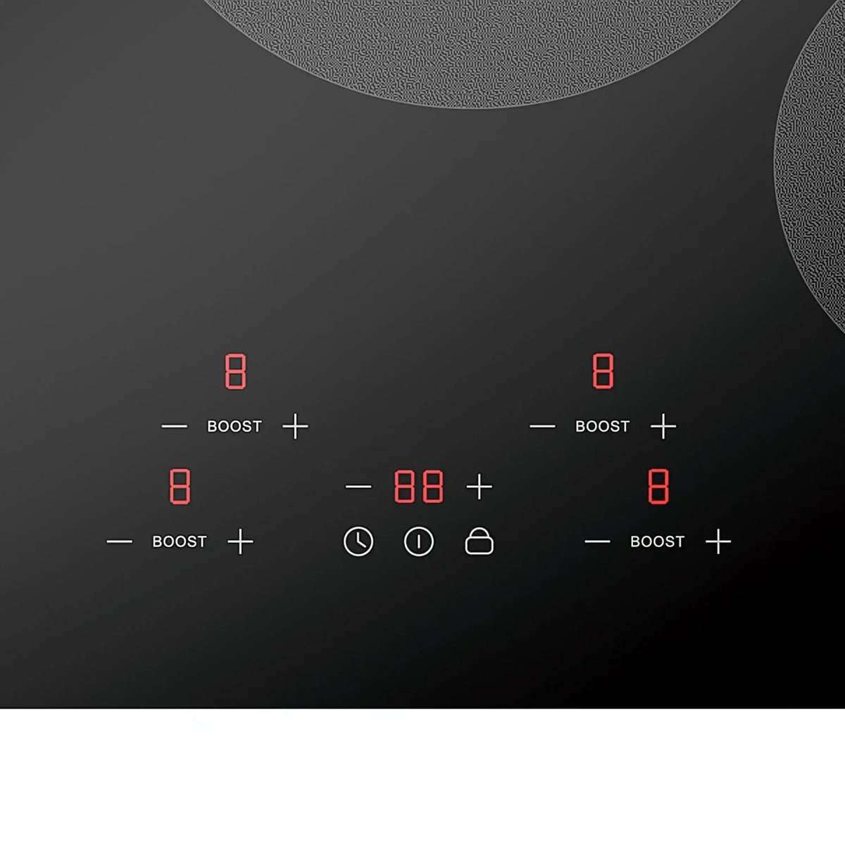 ZLINE induction cooktop control panel with red LED display and BOOST +/- buttons