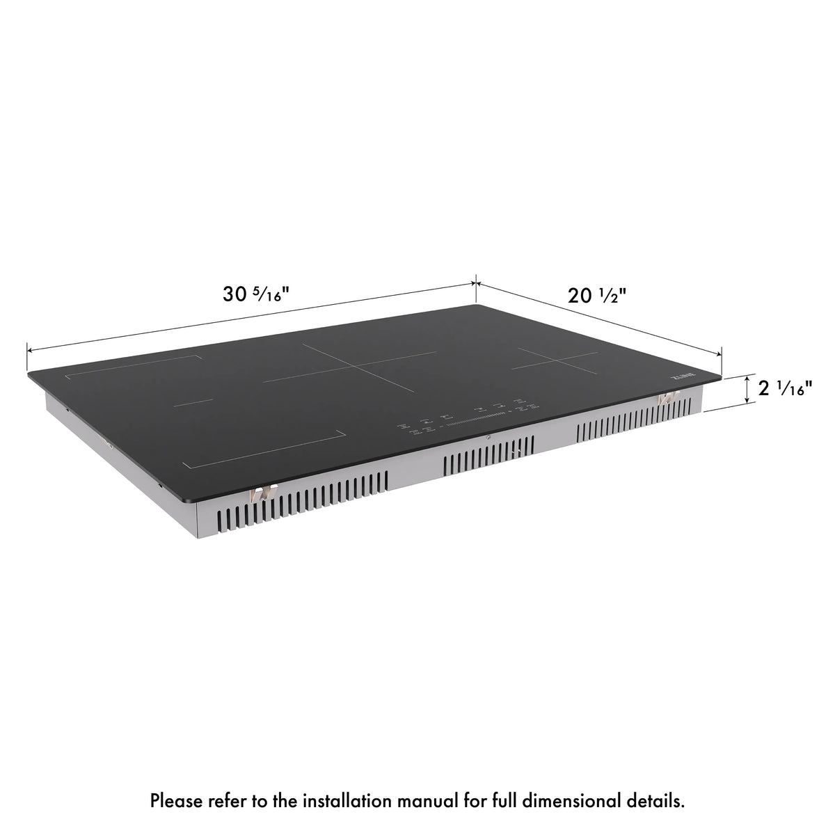 30-inch matte black induction cooktop with vented base and smooth glass top