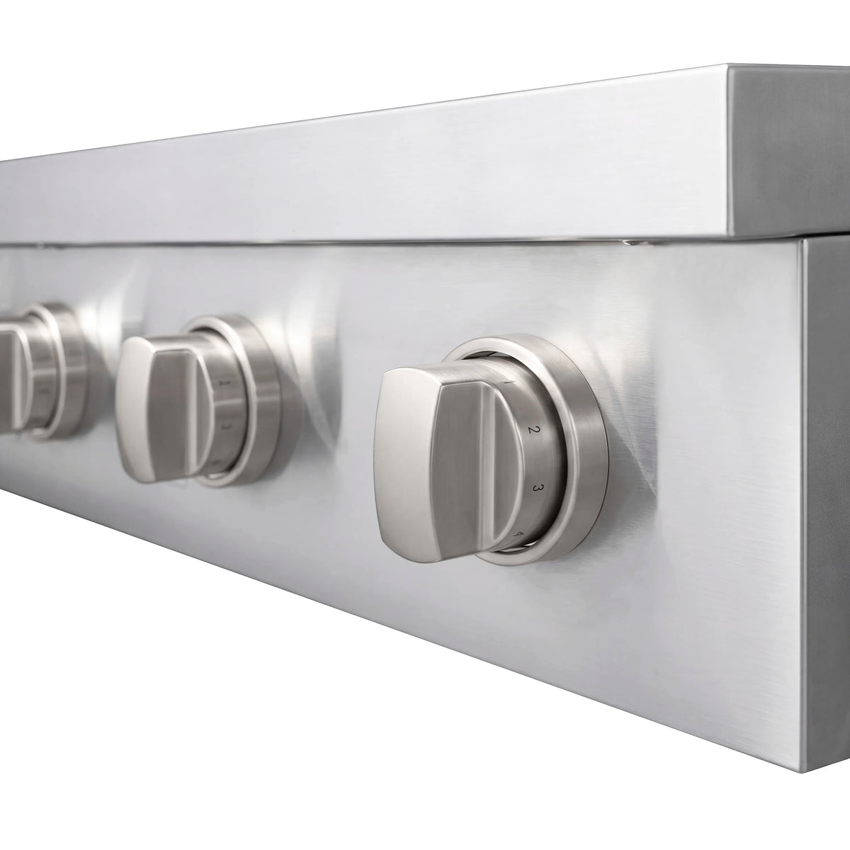 Stainless steel control panel with multiple induction cooktop knobs