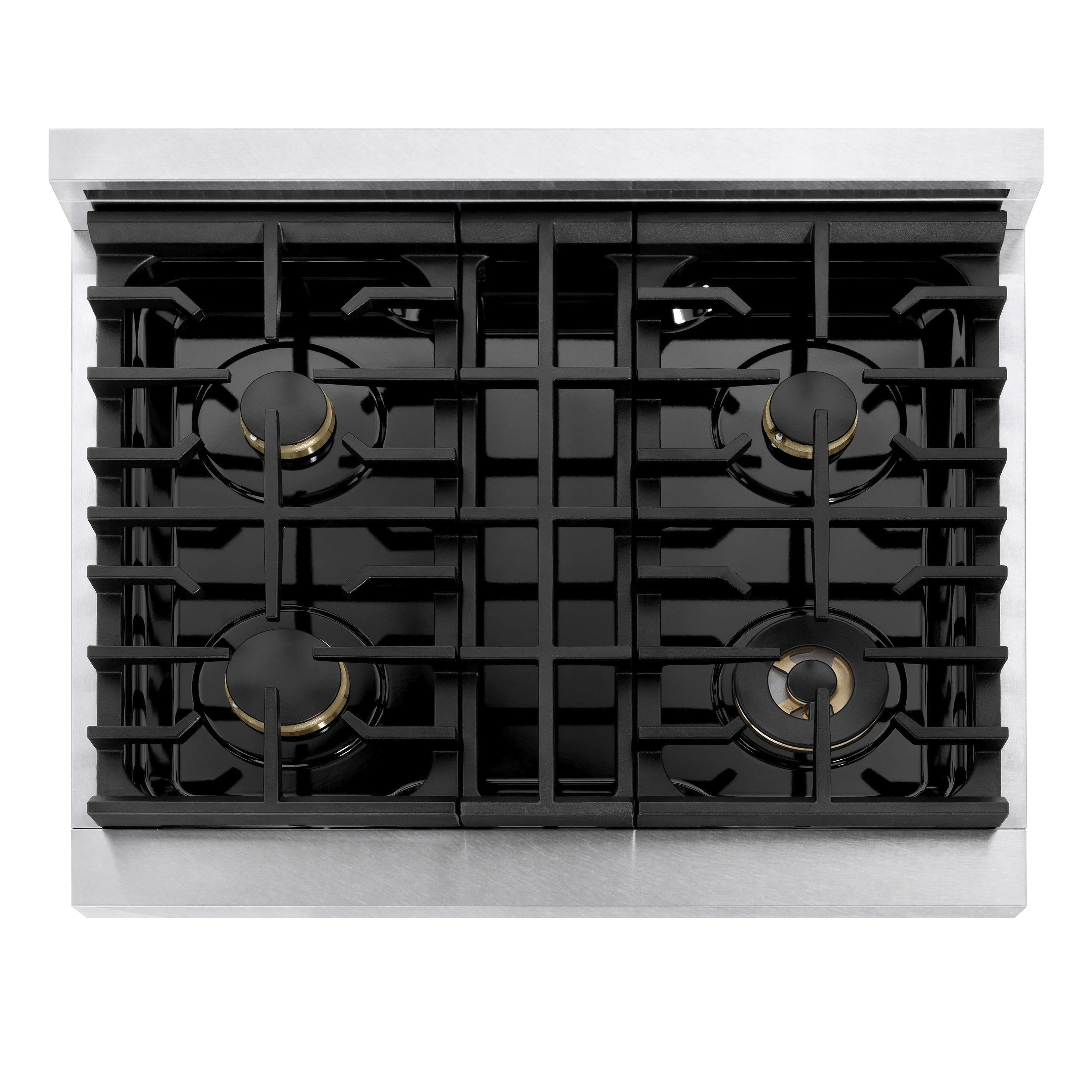 ZLINE 30-Inch 4.2 Cu. Ft. Marino Gas Range with Convection Gas Oven in Satin Stainless Steel with 4 Brass Burners (MGRS-BR-30)
