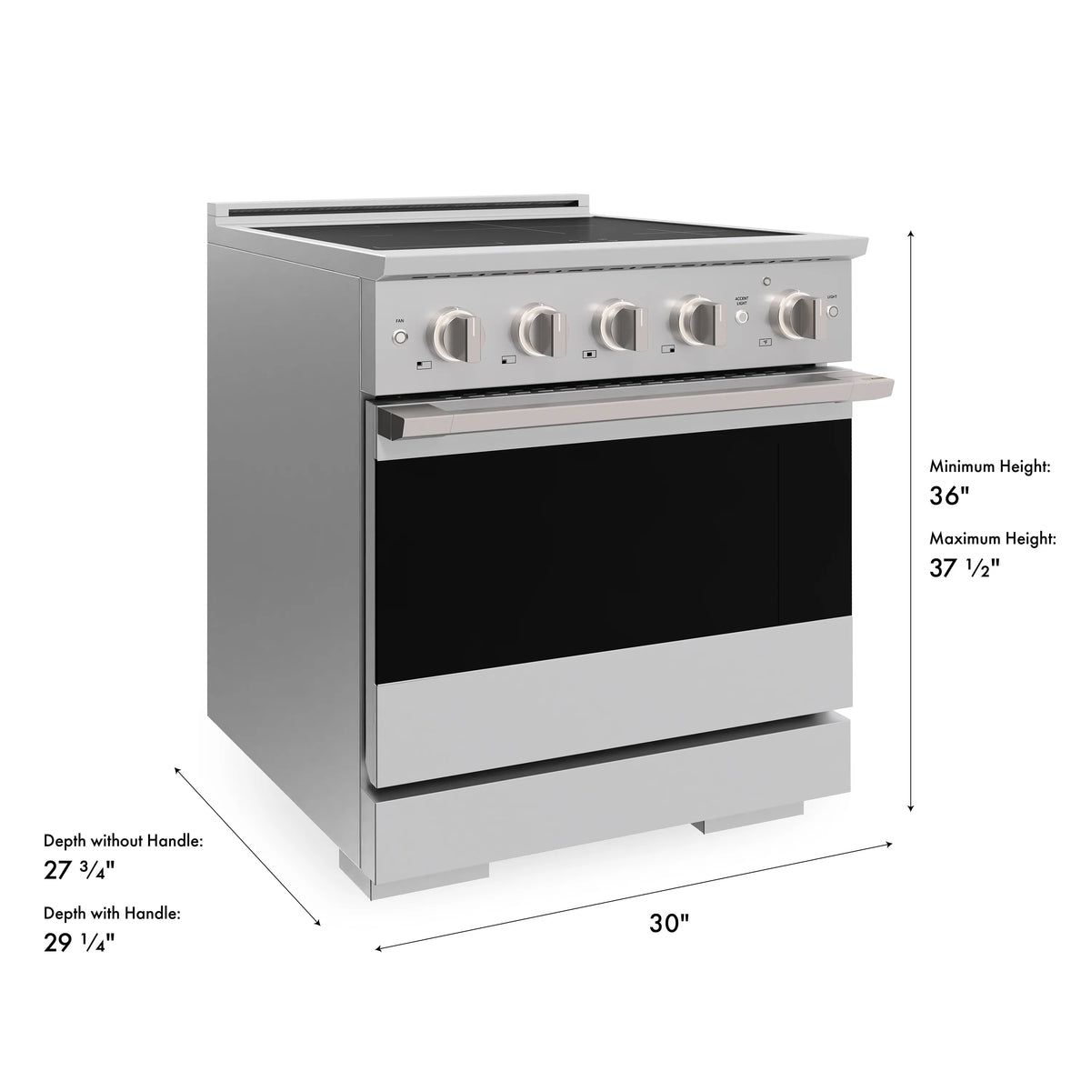 ZLINE 30-Inch 4.2 cu. ft. Marino Induction Range with 4 Element Cooktop and Electric Convection Oven in Stainless Steel (MINR30)
