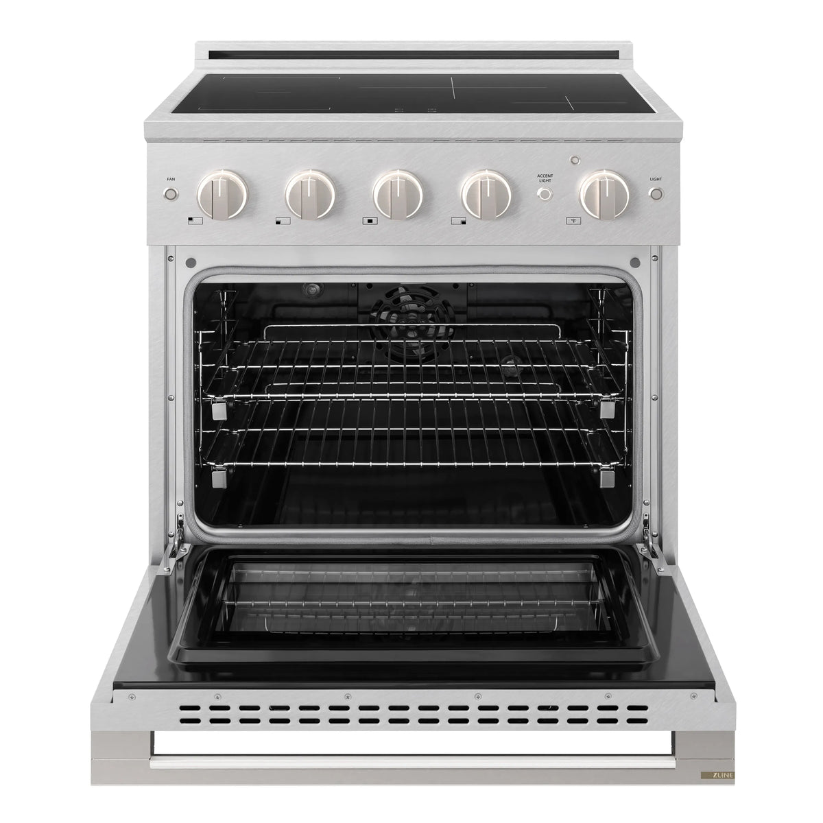ZLINE 30-Inch 4.2 cu. ft. Marino Induction Range with 4 Element Cooktop and Electric Convection Oven in Satin Stainless Steel (MINRS-30)