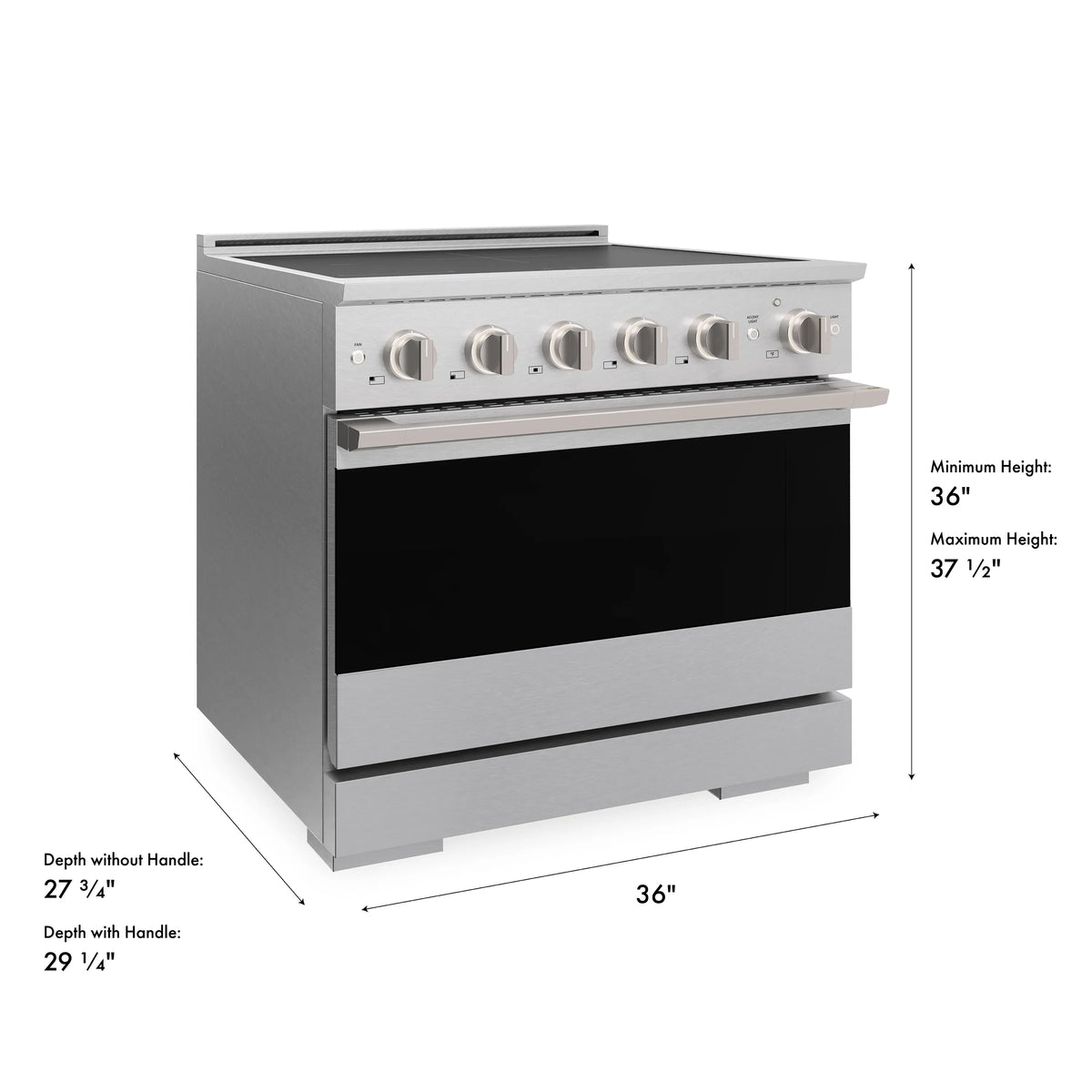 ZLINE 36-Inch 5.2 cu. ft. Marino Induction Range with 5 Element Cooktop and Electric Convection Oven in Satin Stainless Steel (MINRS-36)