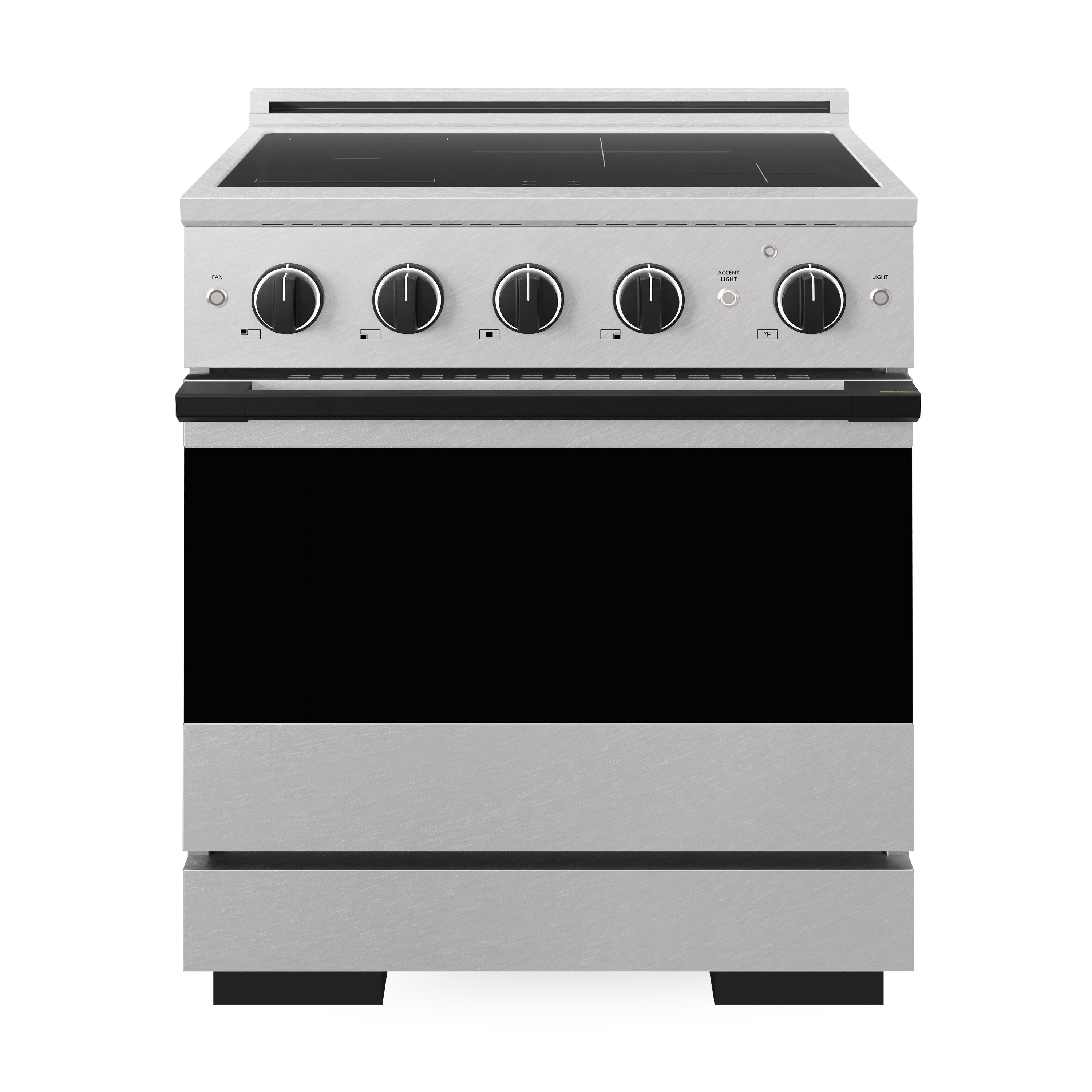 ZLINE Autograph Edition 30-Inch 4.2 cu. ft. Marino Induction Range with 4 Element Cooktop and Electric Convection Oven in Satin Stainless Steel with Matte Black Accents (MINRSZ-30-MB)