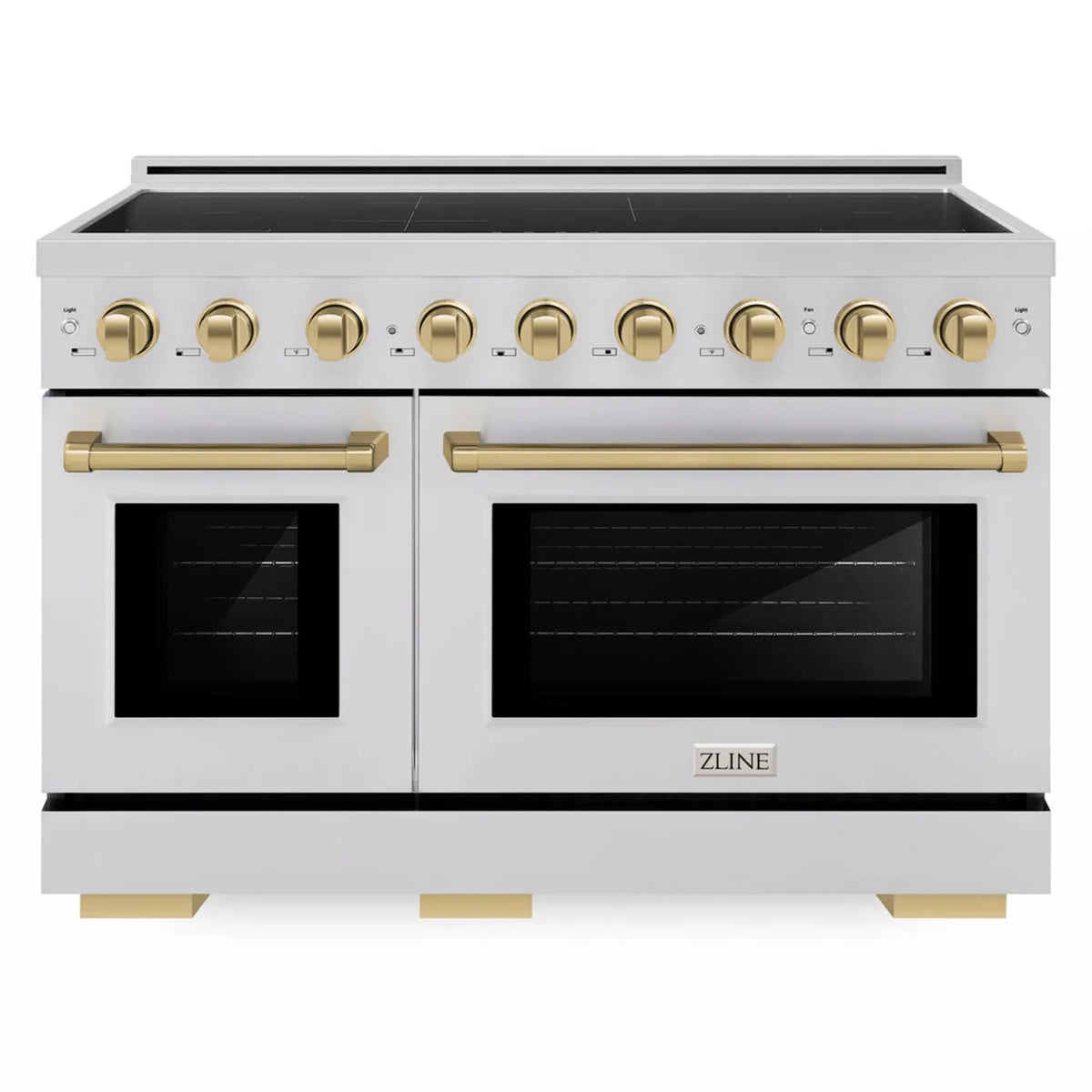ZLINE Autograph Edition 48-Inch Paramount Induction Range with 7 Element Cooktop and 6.7 Cu. Ft. Electric Double Oven in Stainless Steel with Champagne Bronze Accents (SINRZ-48-CB)