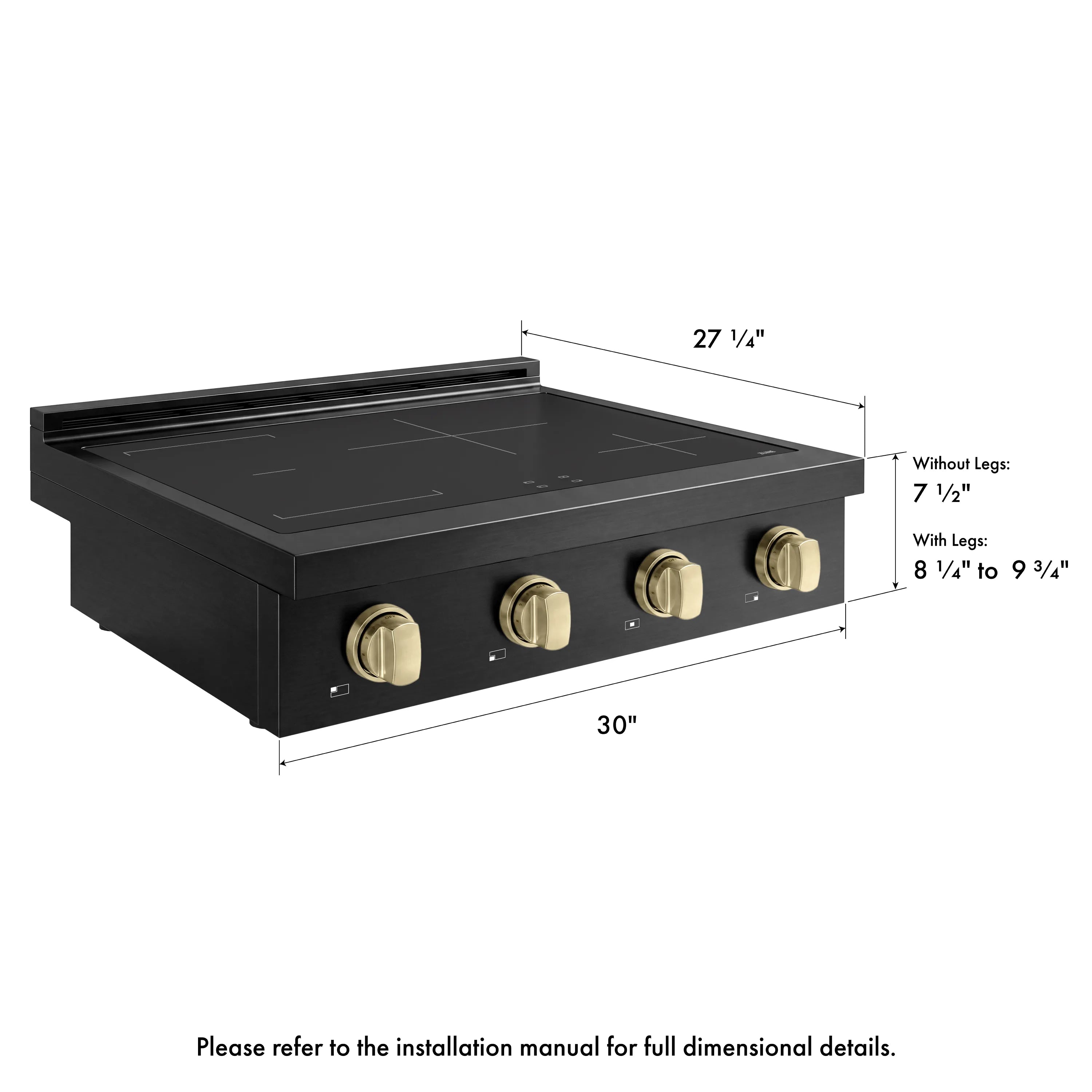ZLINE Autograph Edition 30-Inch Paramount Induction Rangetop with 4 Element Cooktop in Black Stainless Steel and Champagne Bronze Accents (SINRTBZ-30-CB)