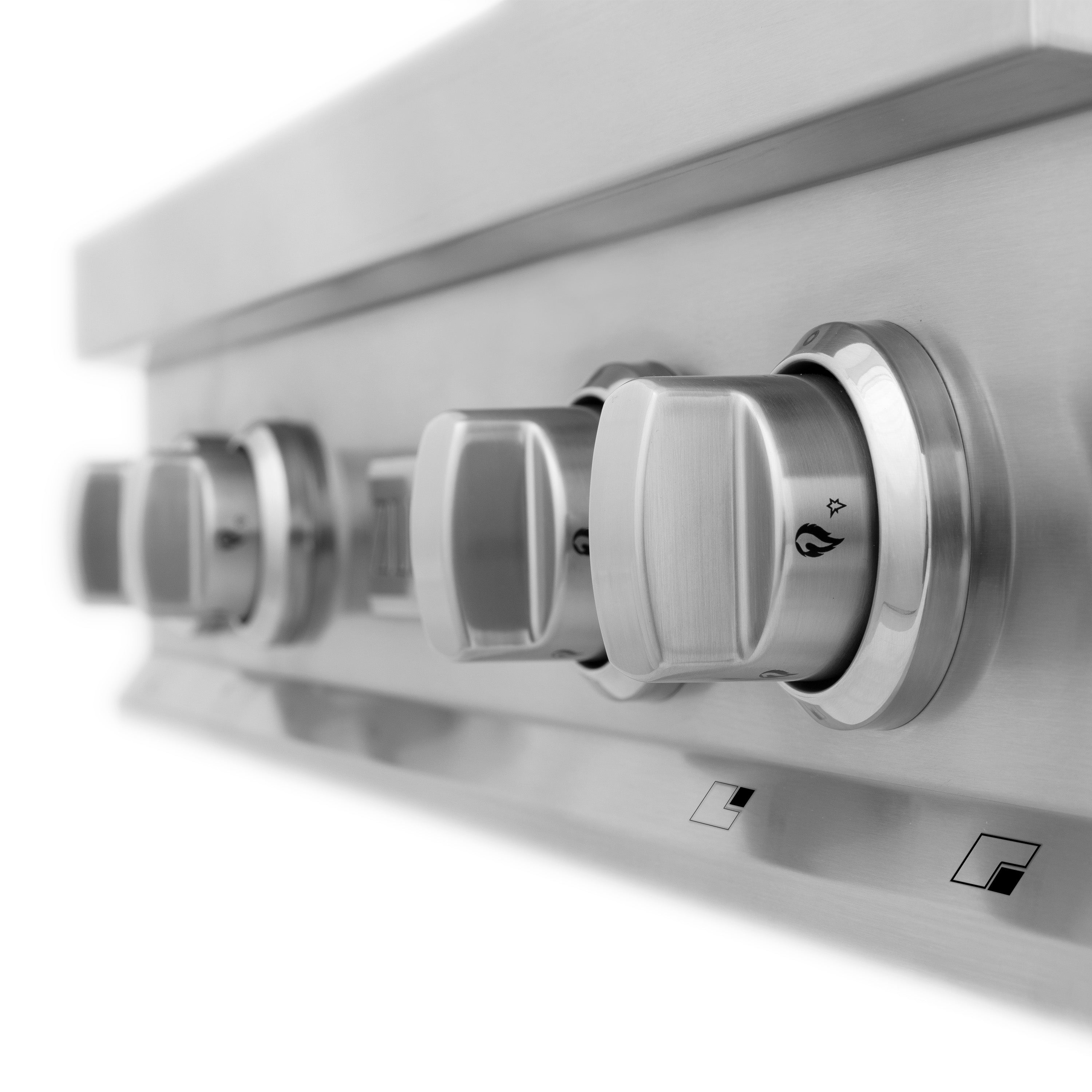 Stainless steel convertible range hood underside with vent and control panel