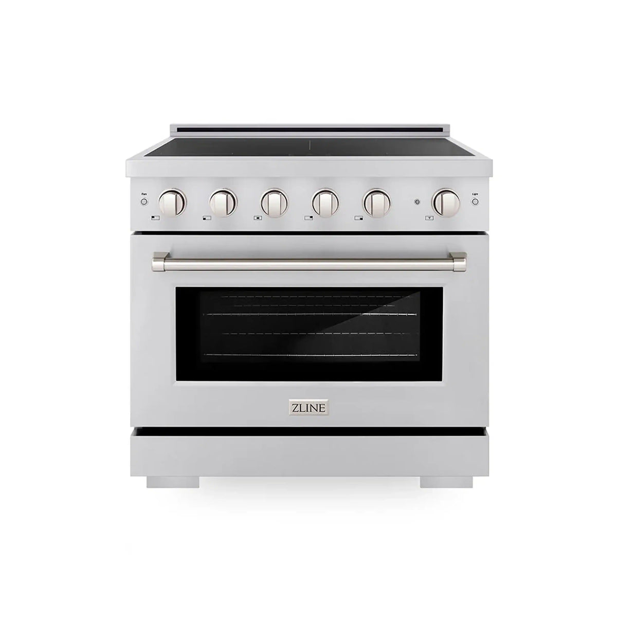 ZLINE 4-Piece Appliance Package - 36-Inch Paramount Induction Range, Refrigerator with Water Dispenser, Dishwasher, and 24-Inch Microwave Drawer in Stainless Steel