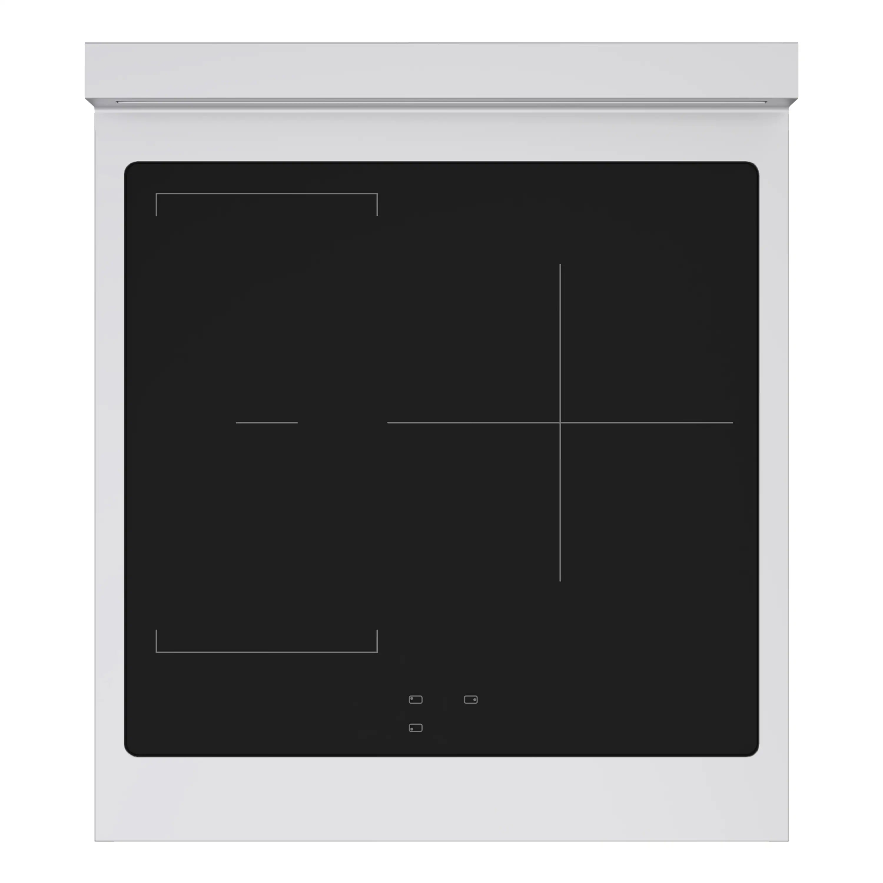 Black induction cooktop glass with touch control layout and indicator symbols