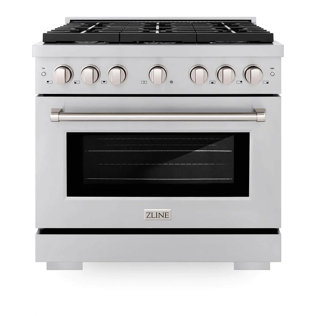 ZLINE 4-Piece Appliance Package - 36-Inch Paramount Gas Range, Refrigerator, Dishwasher, and 24-Inch Microwave Drawer in Stainless Steel