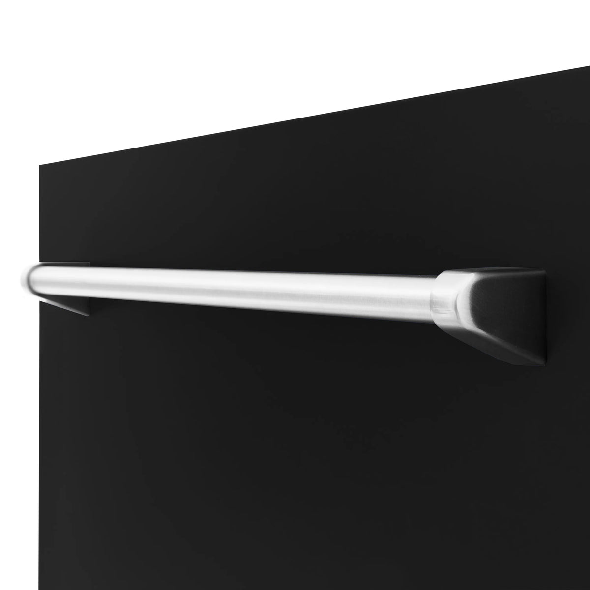 Tall dishwasher control handle in matte black with white trim