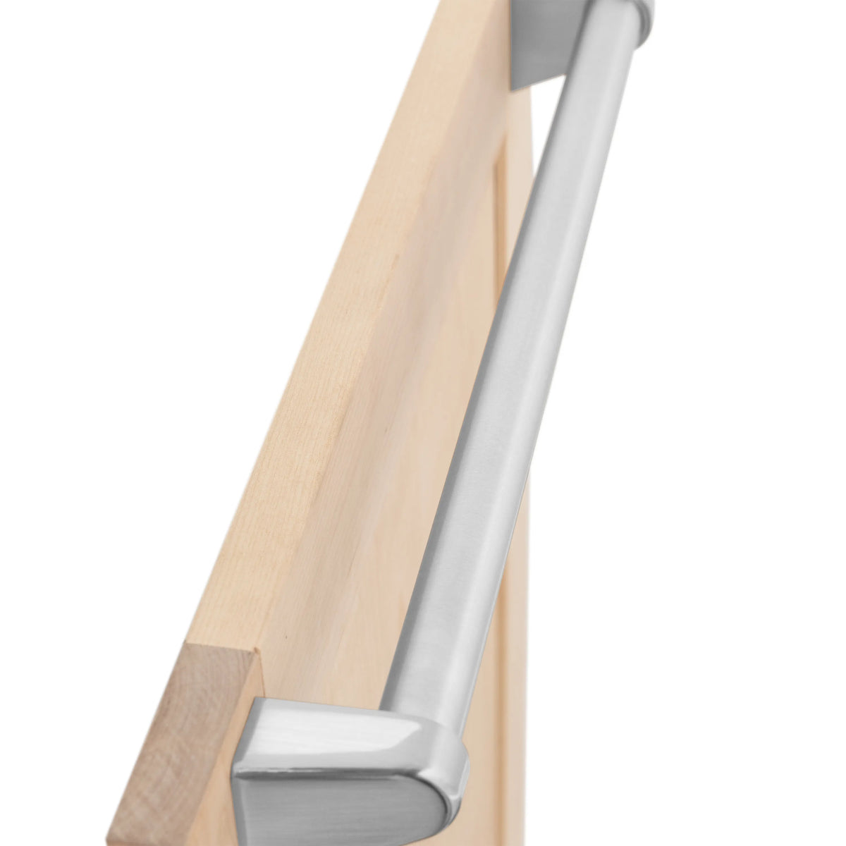 Dishwasher door edge with stainless steel handle