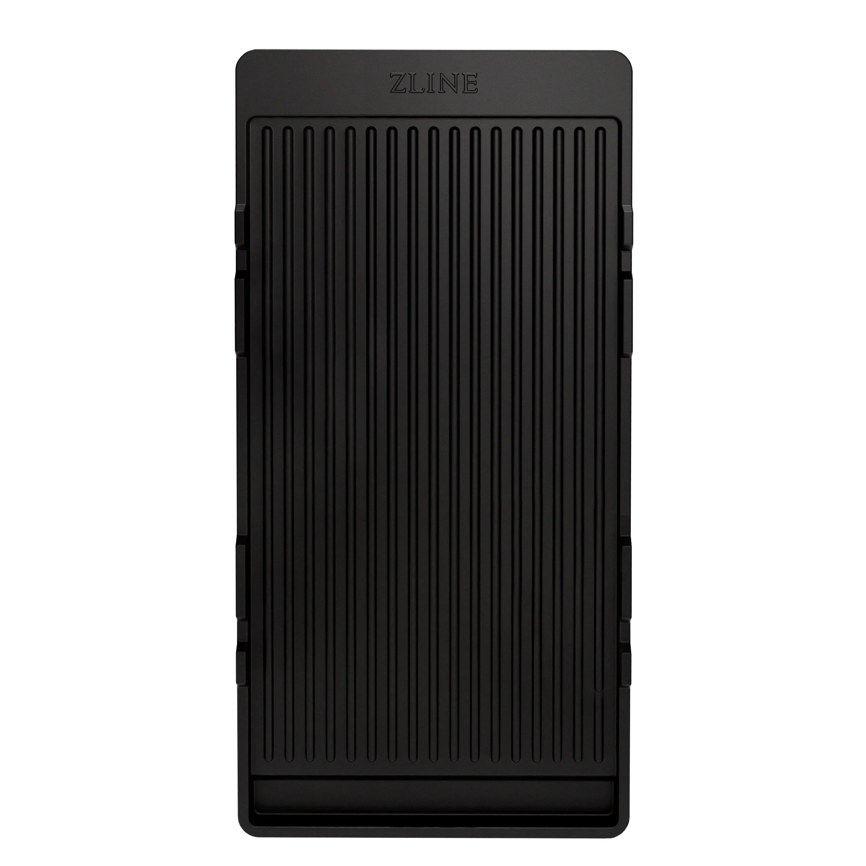 Reversible cast iron range griddle by ZLINE, ridged black grilling surface with side handles