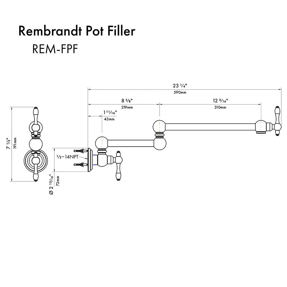 ZLINE Autograph Edition Rembrandt Pot Filler in Brushed Nickel and Champagne Bronze (REM-FPF-ZBNCB)