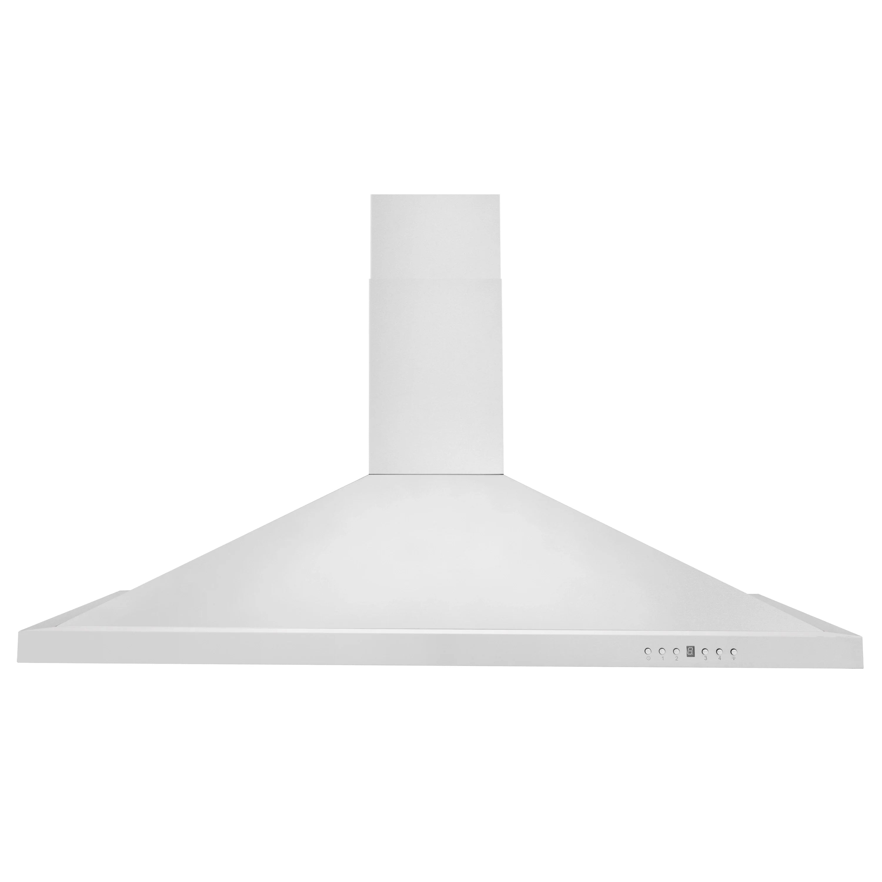 Stainless steel convertible range hood with chimney and low-profile canopy