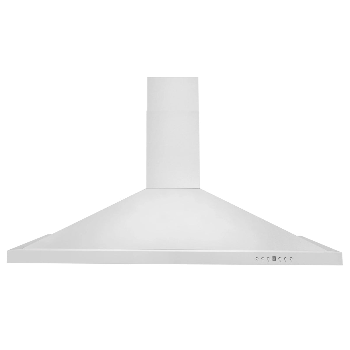 Stainless steel chimney range hood with wide canopy and vertical duct