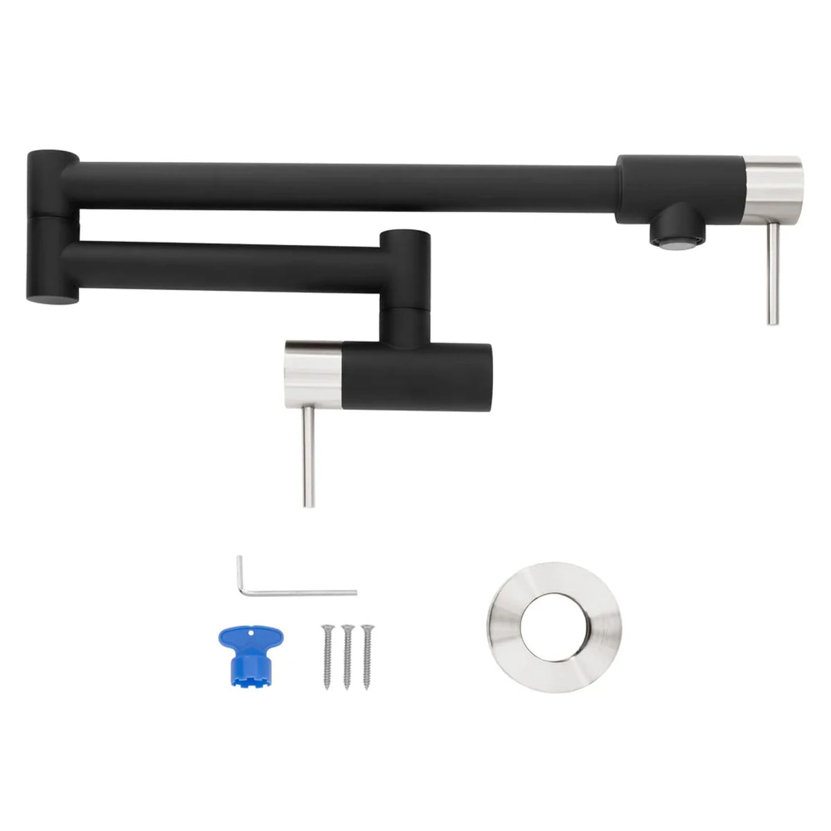 ZLINE Autograph Edition Gemini Pot Filler in Matte Black and Brushed Nickel (GEM-FPF-ZMBBN)