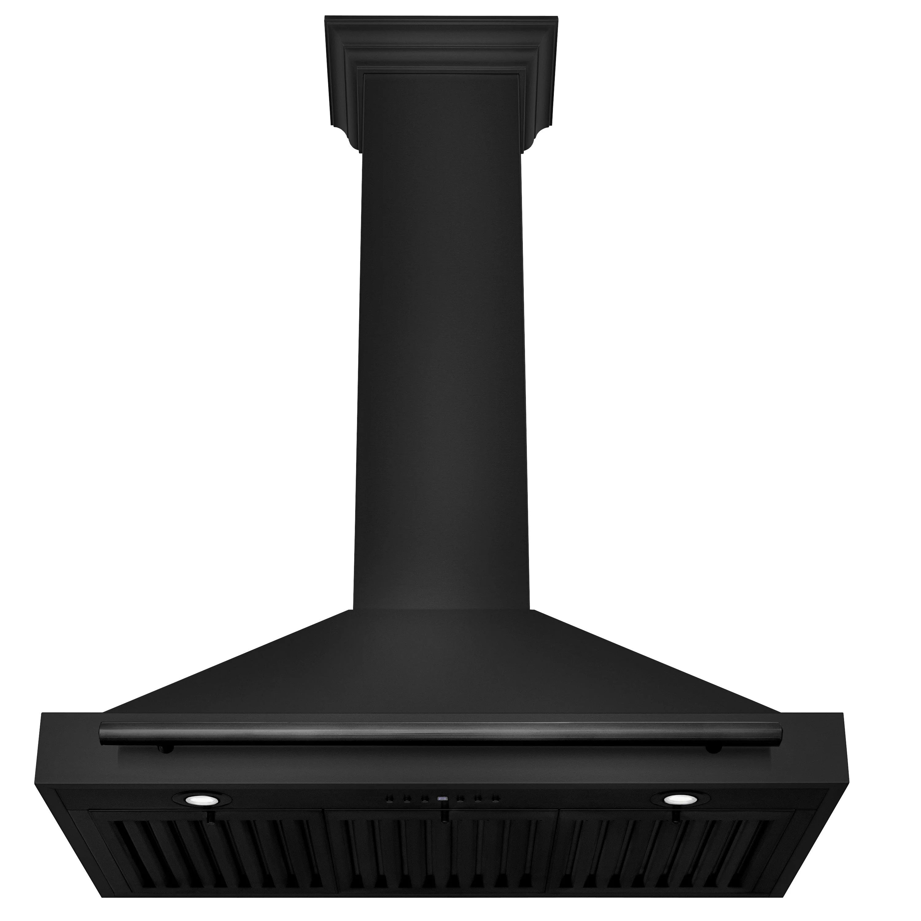Black stainless steel convertible wall mount range hood with chimney column